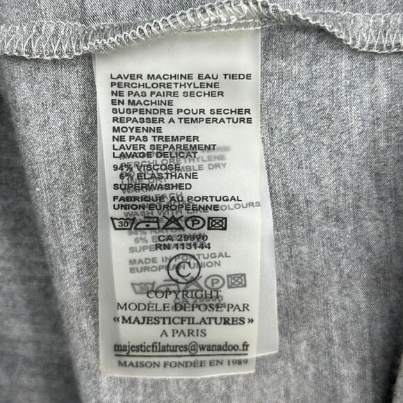 Majestic Paris Neiman Marcus Long Sleeve‎ V-Neck Gray Top Womens Size 5 / XL - Picture 5 of 7
